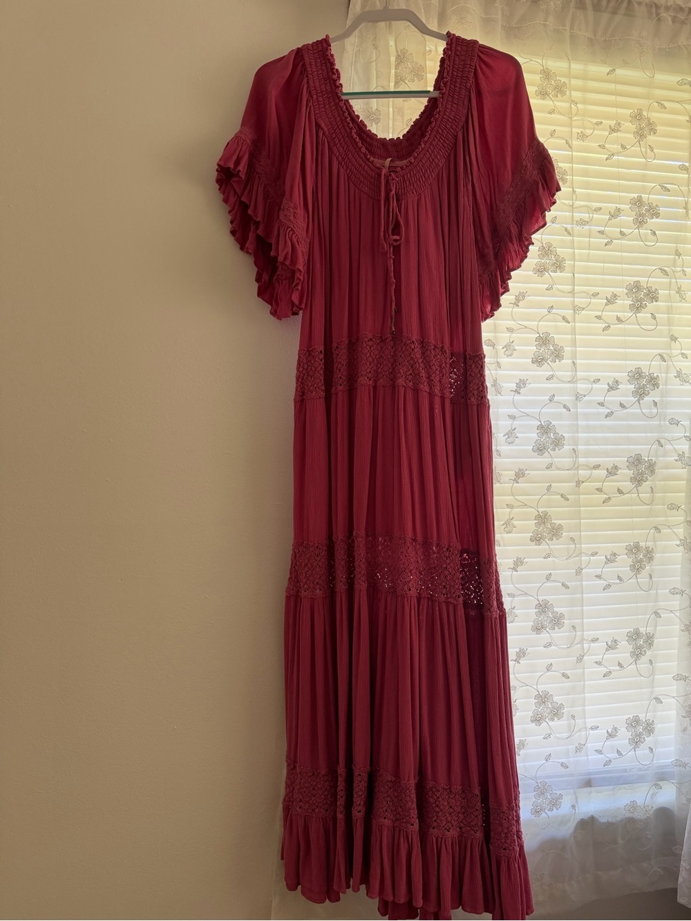 Free People Maxi Dress in Wine Red